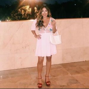 Cleobella Embroidered Flower Sheer Top mini dress